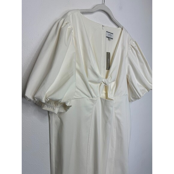 J.Crew Size 24 Cutout Puff Sleeve Sheath Dress In Cotton Twill Ivory Lined NWT - Picture 5 of 16